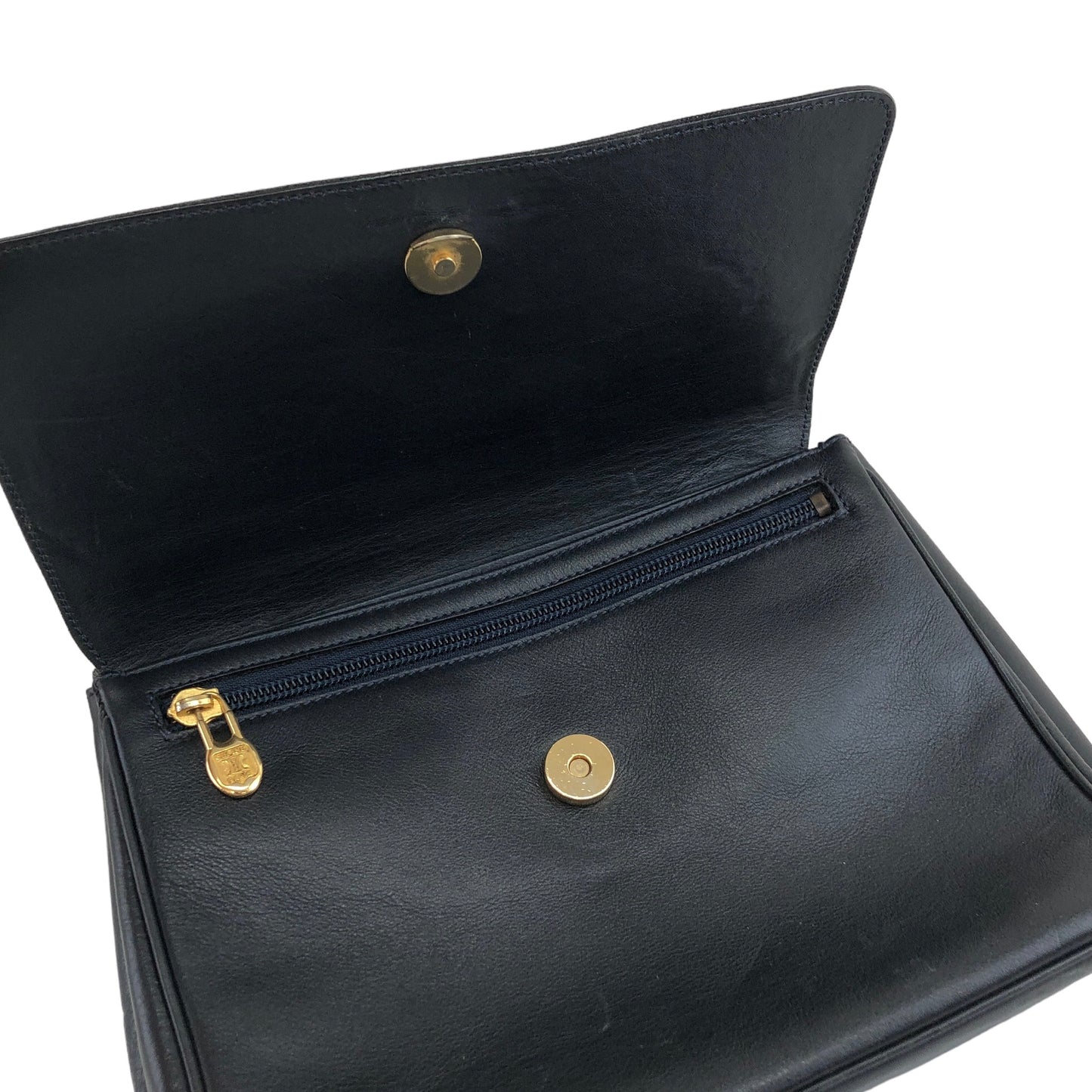 CELINE Gancini Leather Shoulder bag Darknavy Vintage 3r735p