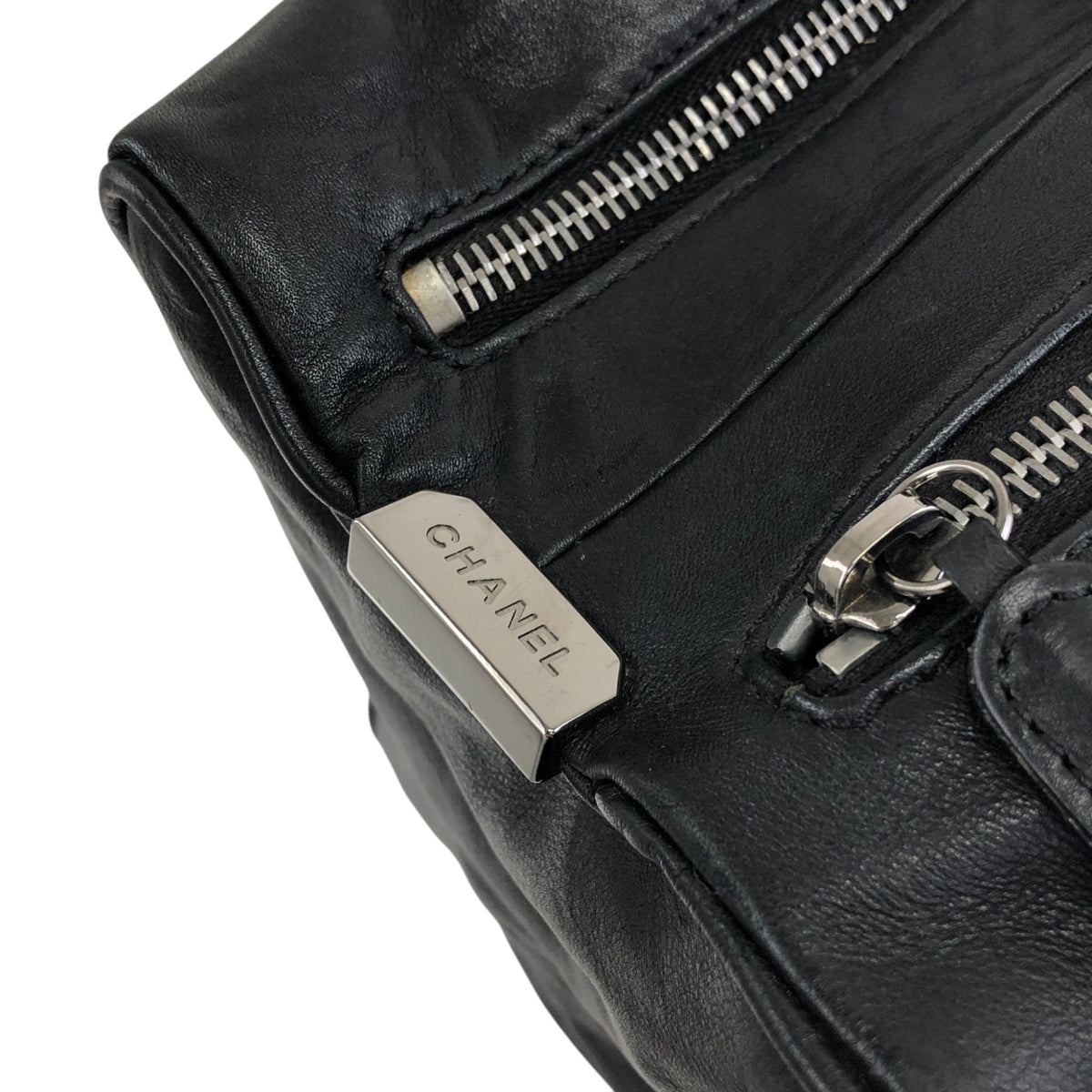 CHANEL Chocolate Bar Handbag Boston bag Black Vintage 6gabx8