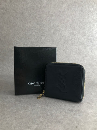 Yves Saint Laurent YSL Logo Folded Wallet Black Vintage xjddhr