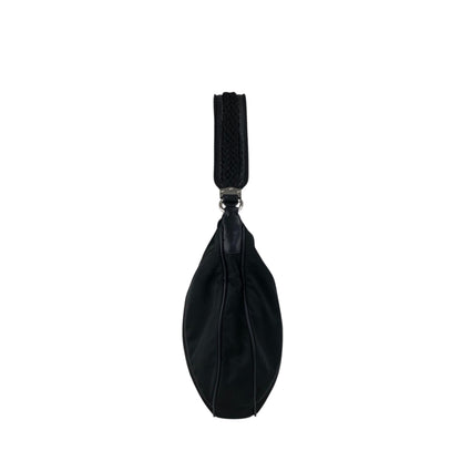 PRADA Tessuto Triangle Logo Shoulder bag Hobobag Black Vintage hub83u