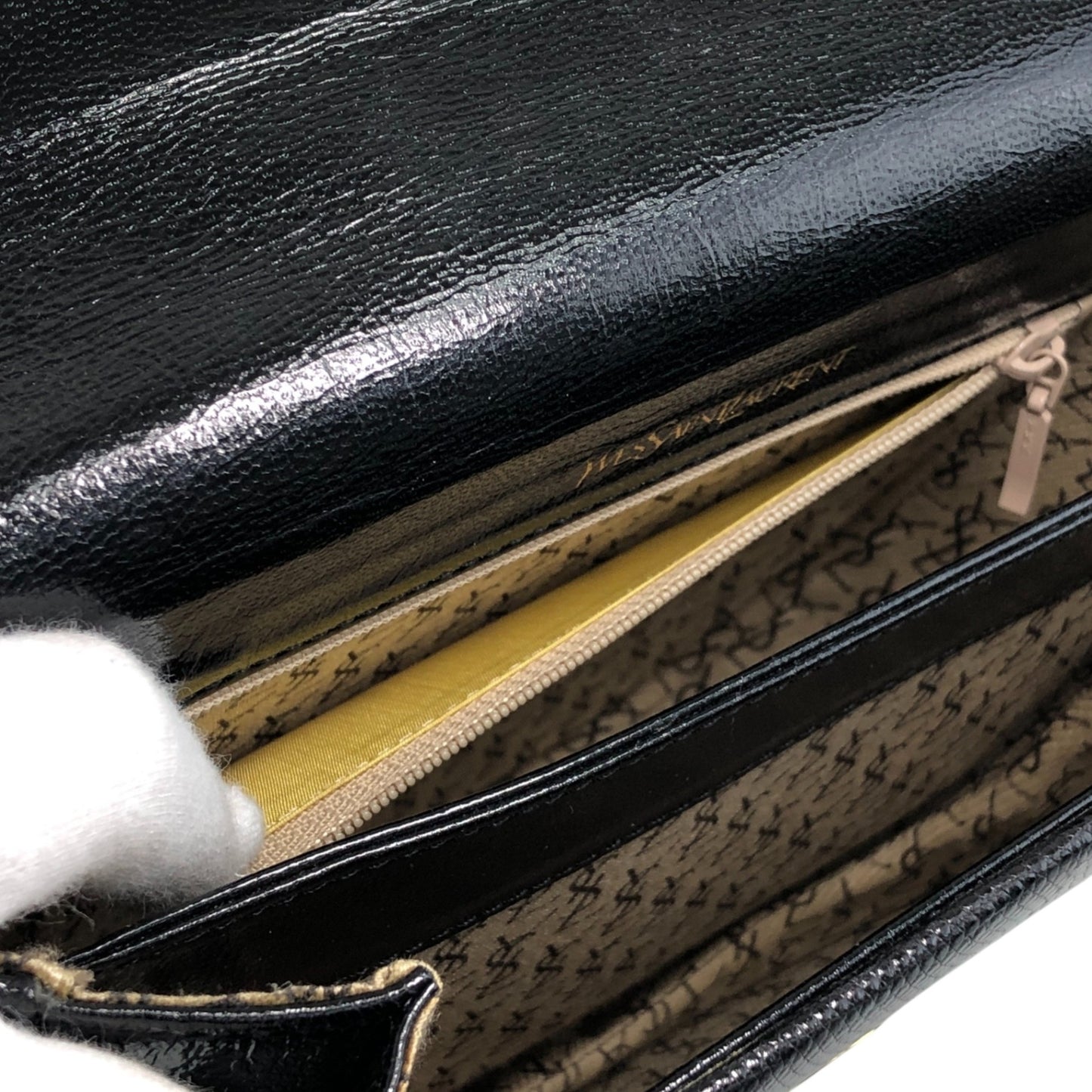 Yves Saint Laurent YSL Logo Shoulder bag Black Vintage 5hfhbh