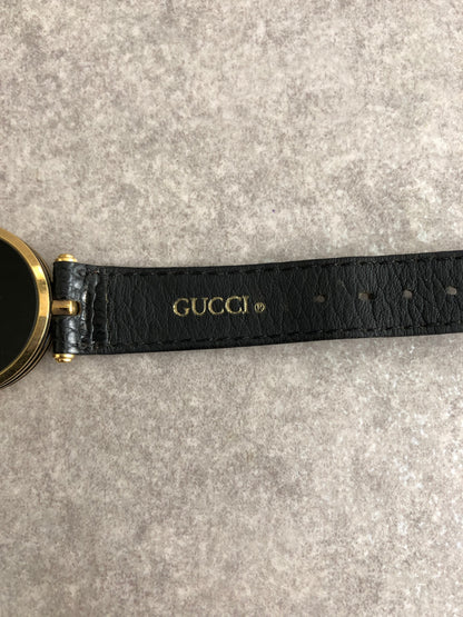GUCCI Logo Watch Black×Gold Vintage 8bm2vw