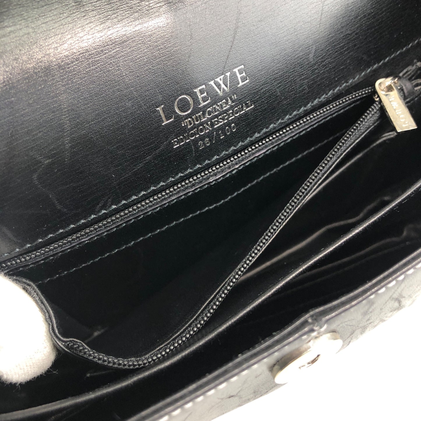 LOEWE Logo Shoulder bag Black Vintage sy8ch6