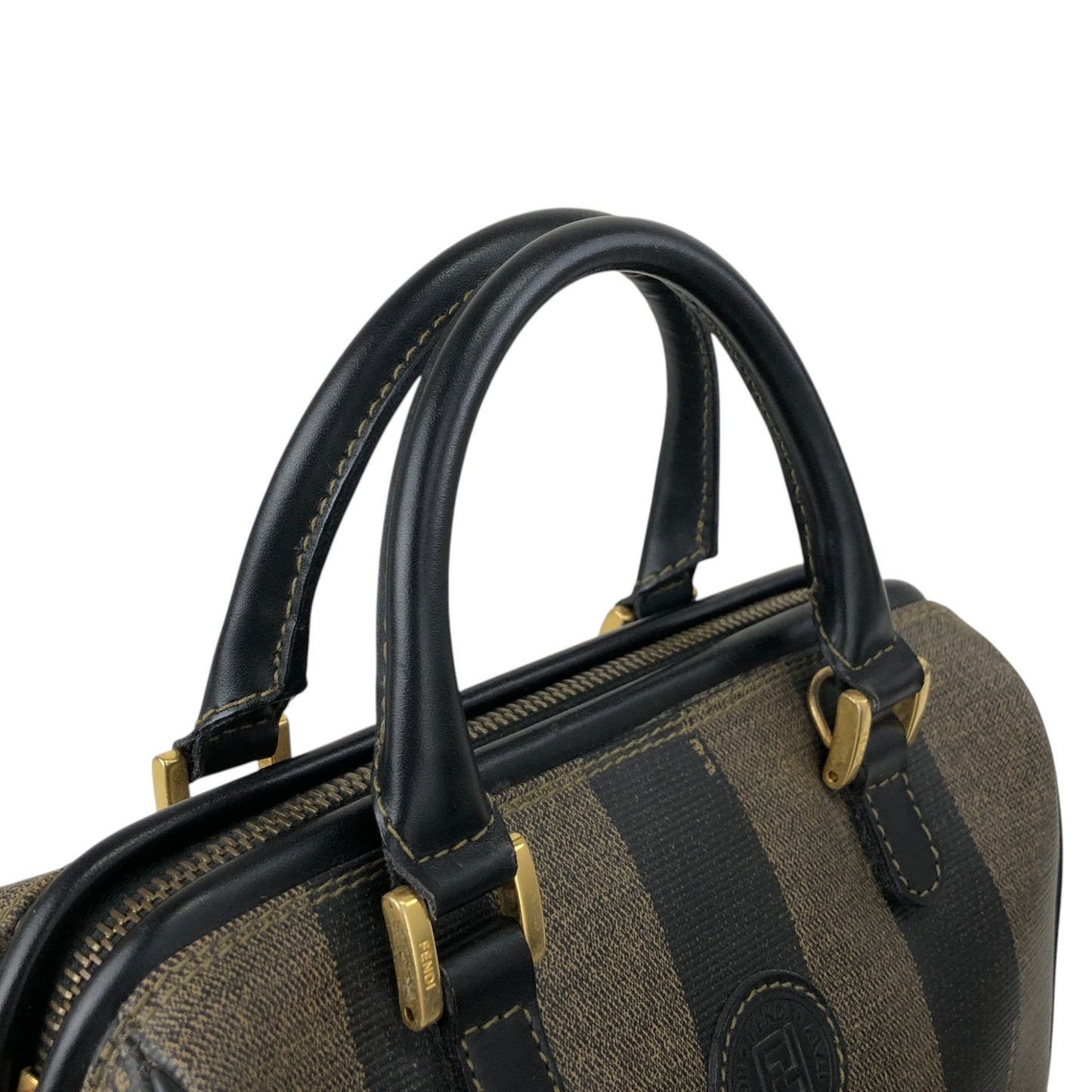 FENDI Pecan Logo Handbag Brown Vintage jfx52s