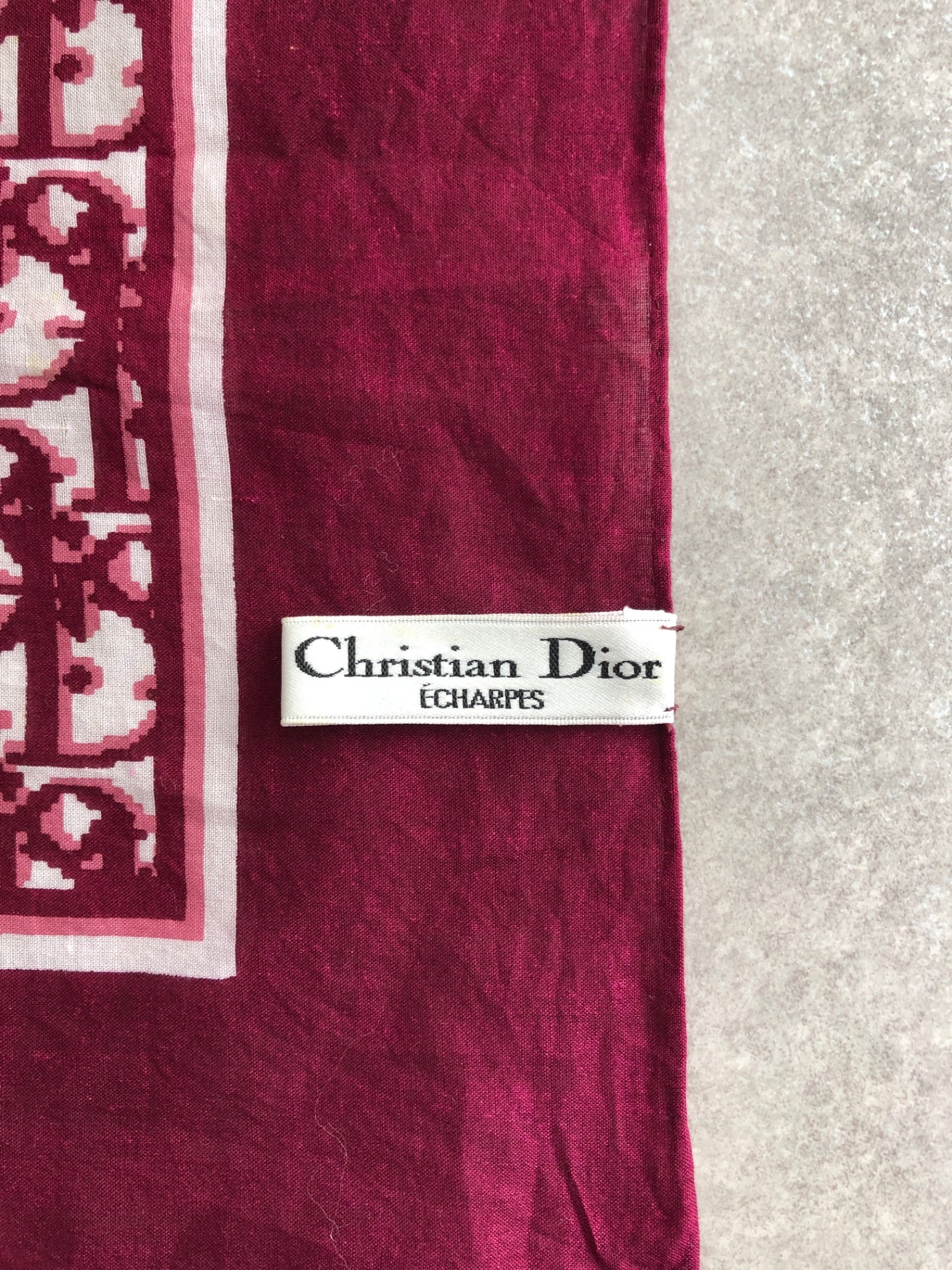 Christian Dior Trotter Silk Scarf Wine red×White Vintage gbe3ga