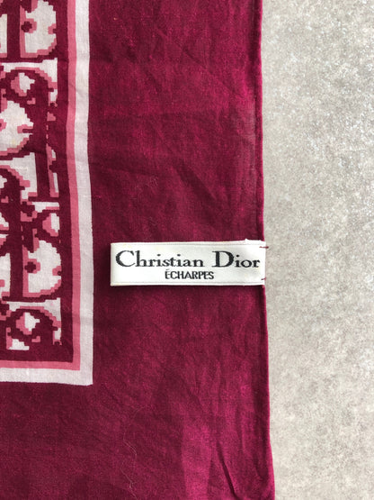 Christian Dior Trotter Silk Scarf Wine red×White Vintage gbe3ga