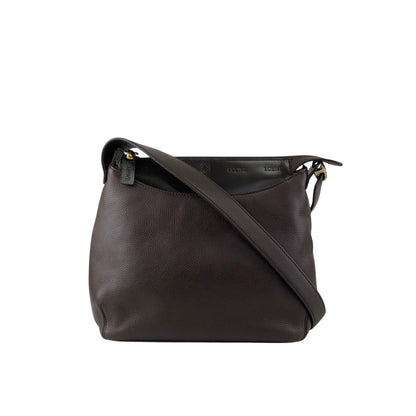 LOEWE Logo Embossed Shoulder bag Brown Vintage kv866j