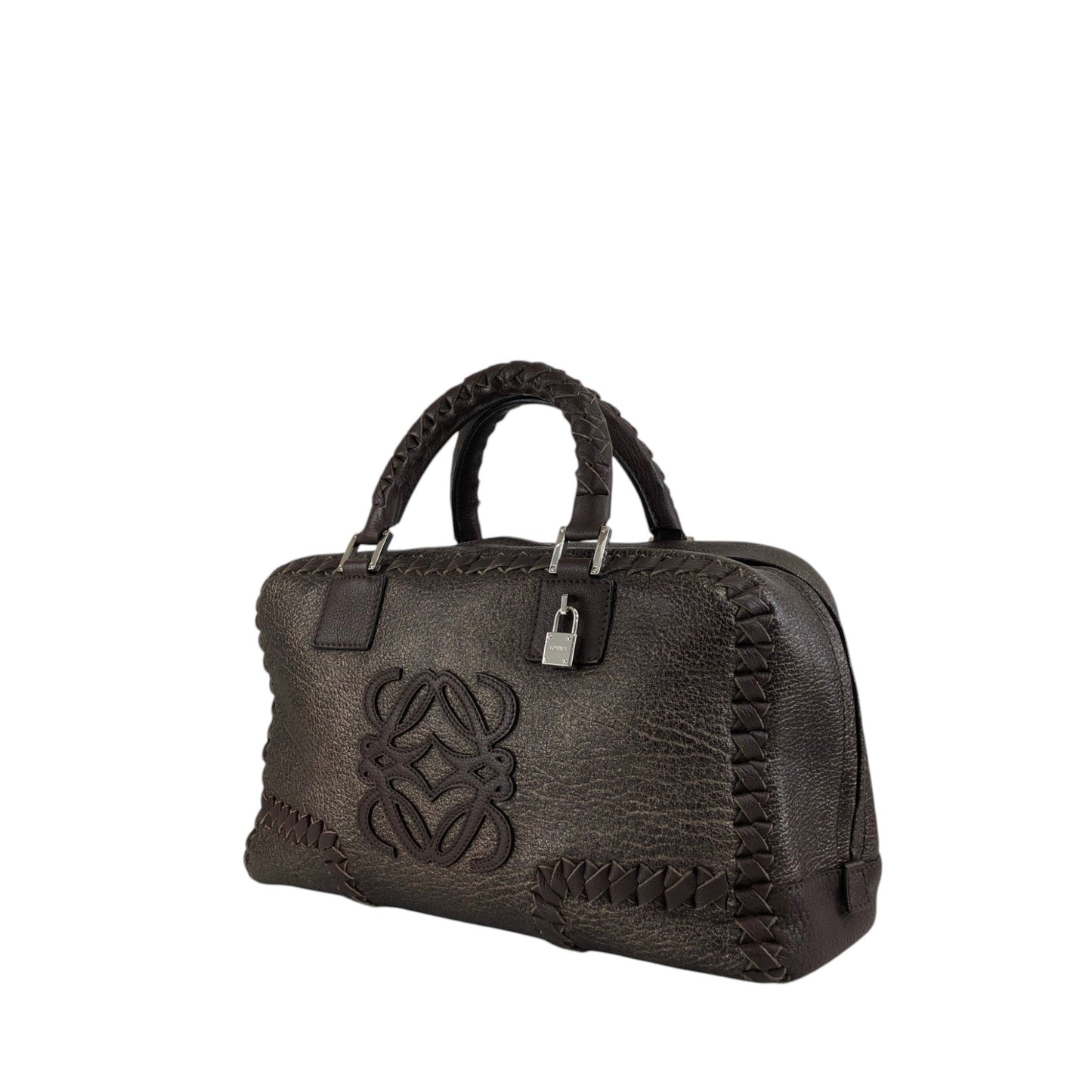 LOEWE Amazona28 Anagram Handbag Boston bag Brown Vintage hyvv3u