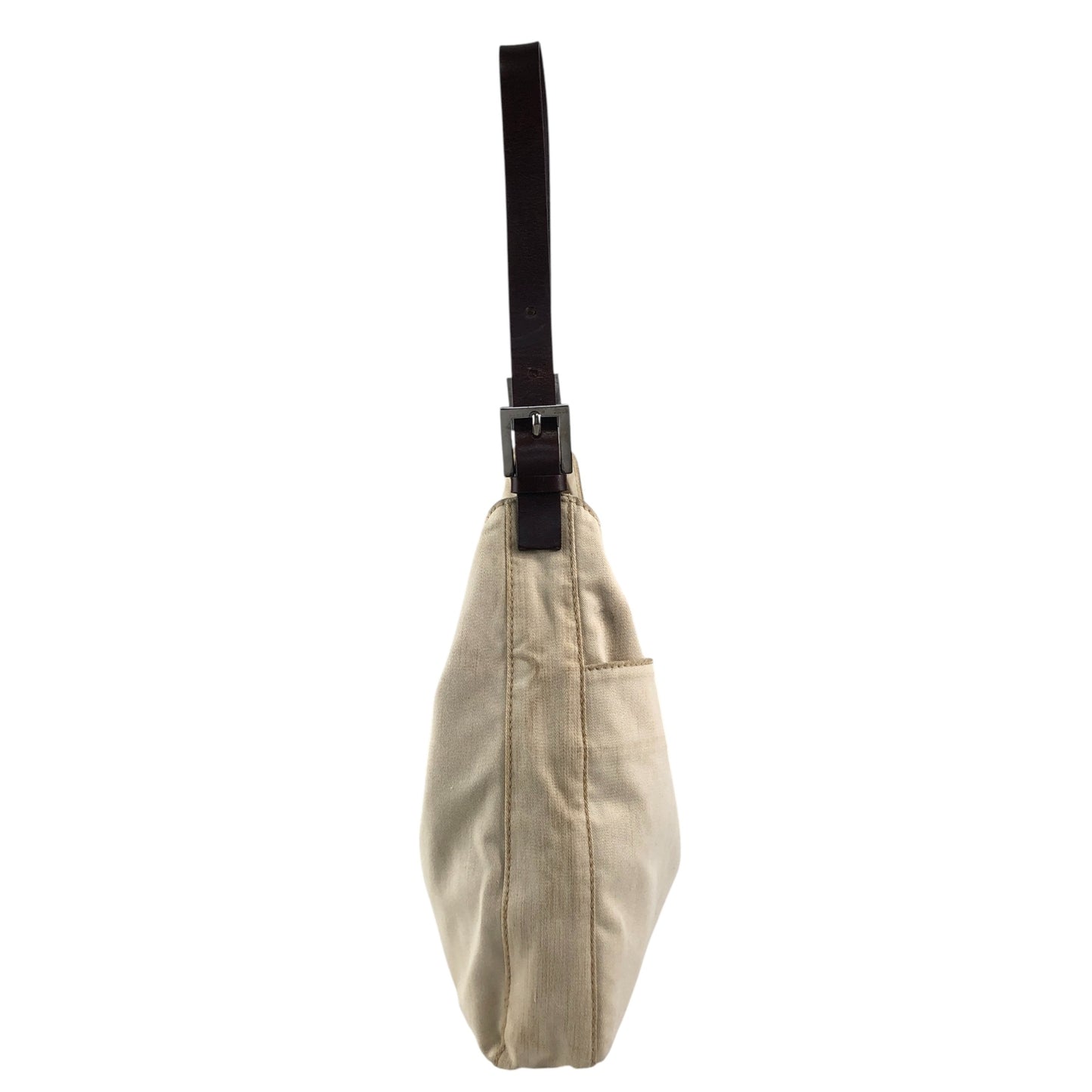 FENDI Mamma Baguette Logo Shoulder bag Hobobag Beige Vintage c6ztd5