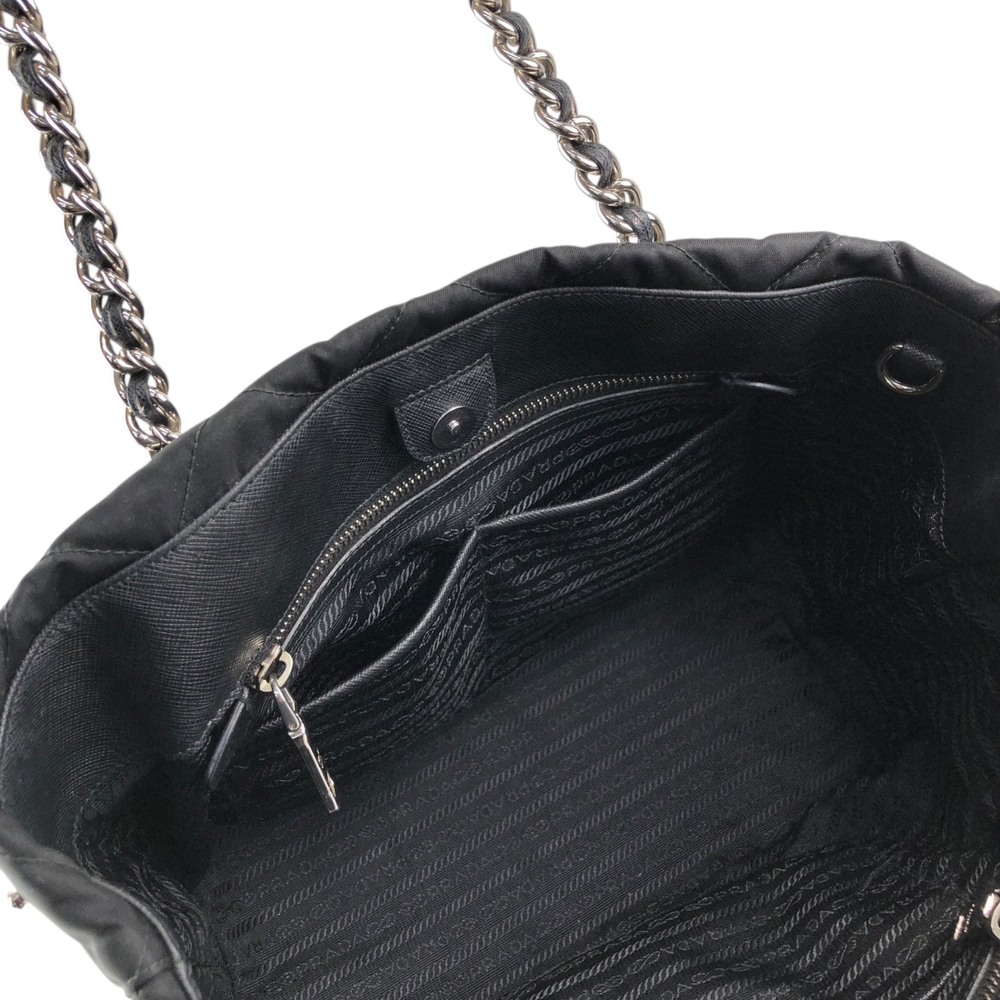 PRADA Triangle Logo Handbag Chain Shoulder bag Black 1BG740 Vintage vfbw8x
