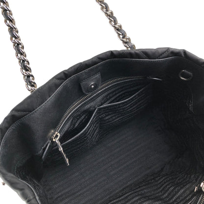 PRADA Triangle Logo Handbag Chain Shoulder bag Black 1BG740 Vintage vfbw8x