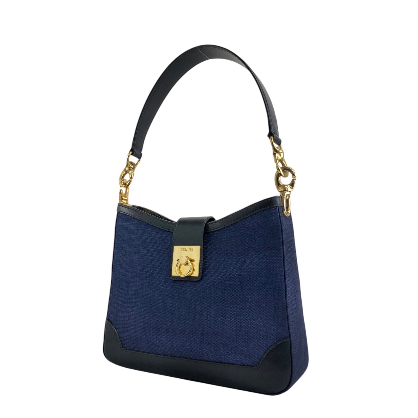 CELINE Gancini Shoulder bag Navy Vintage nnpwss