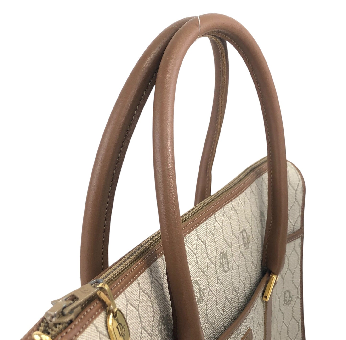 Christian Dior Honeycomb Pattern Handbag Beige Vintage r4yh5k