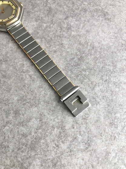 Yves Saint Laurent YSL Logo Watch Silver Vintage ha4wmc