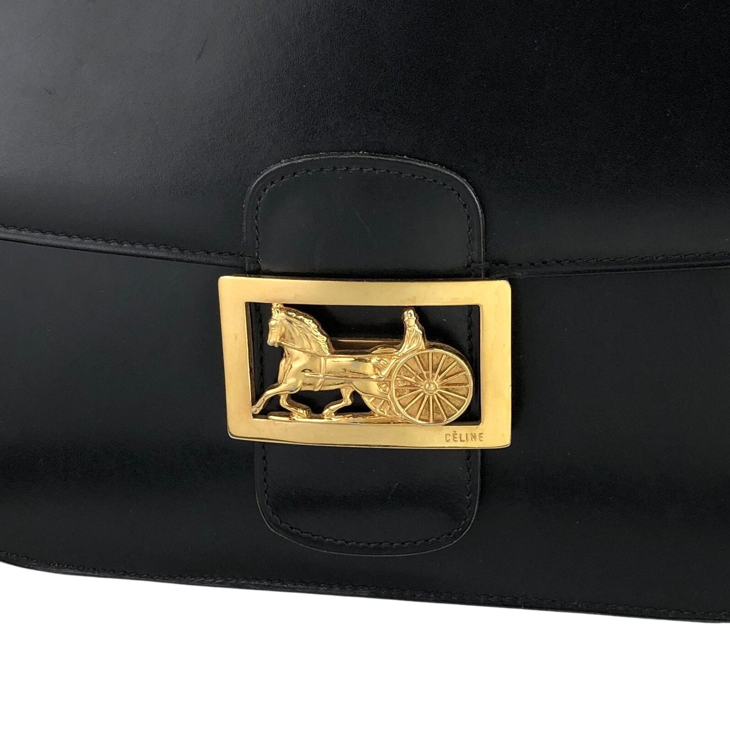 CELINE Horse Carriage Shoulder bag Black Vintage rx5dkd