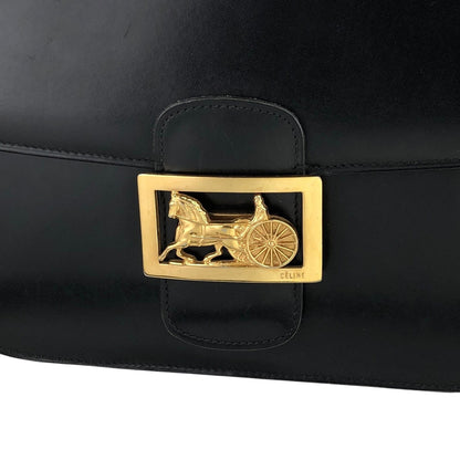 CELINE Horse Carriage Shoulder bag Black Vintage rx5dkd