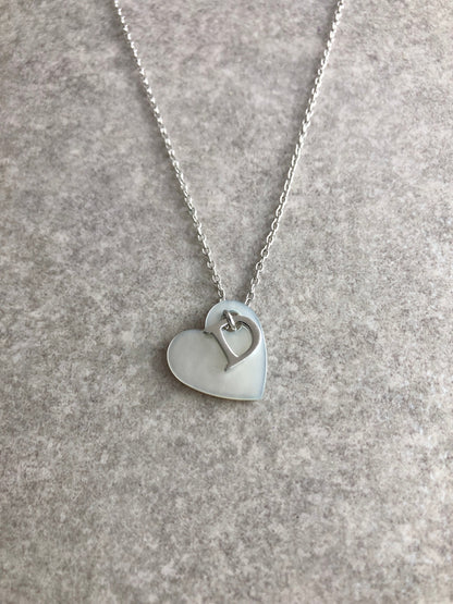Christian Dior Heart Motif Necklace Silver Vintage 3ecimw