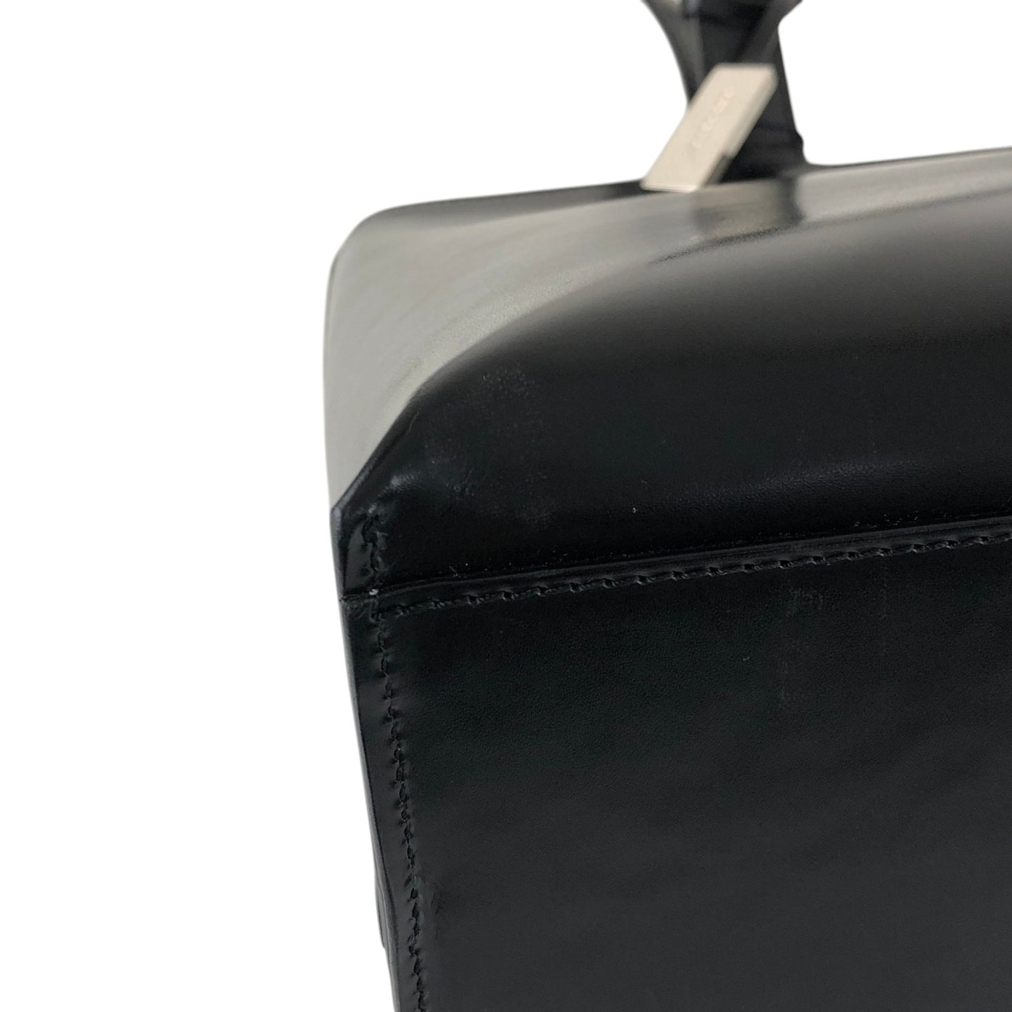 BURBERRY Logo Embossed Handbag Totebag Black Vintage 7vx6m6