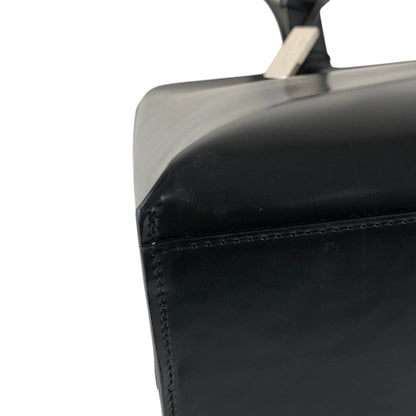 BURBERRY Logo Embossed Handbag Totebag Black Vintage 7vx6m6