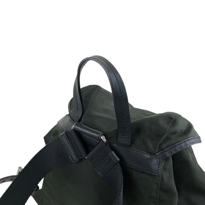 PRADA Tessuto Triangle Logo Double Pocket Backpack Black Vintage kuuttd