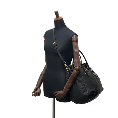 PRADA Logo Two-way Handbag Shoulder bag Black Vintage t5sy7s