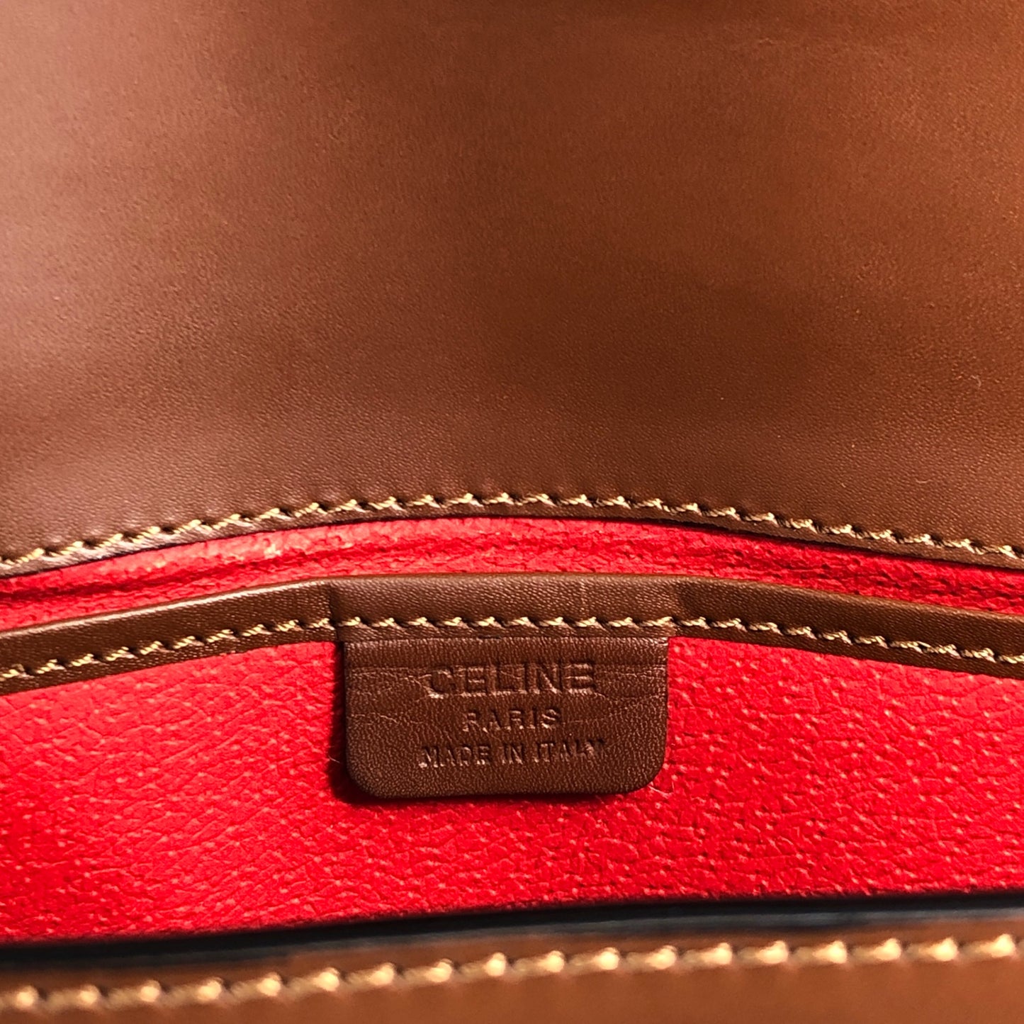 CELINE Logo Front Buckle Shoulder bag Brown Vintage ks36xe