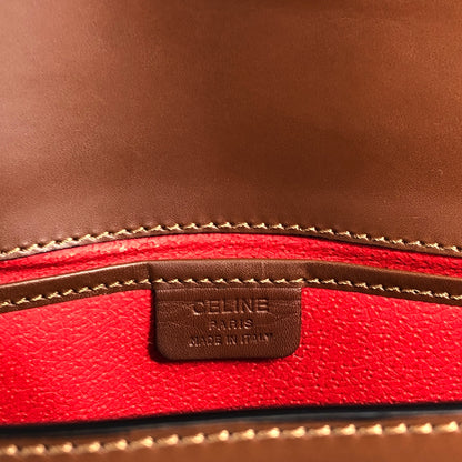 CELINE Logo Front Buckle Shoulder bag Brown Vintage ks36xe