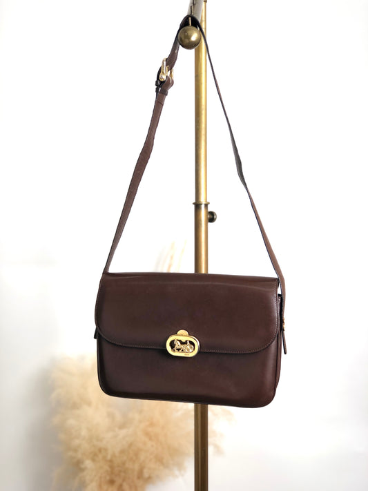 CELINE Triomphe Horse Carriage Shoulder bag Brown Vintage thyd2h