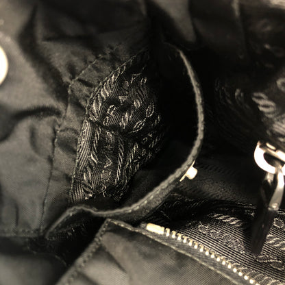 PRADA Triangle Logo Nylon Handbag Black Vintage mhpjft