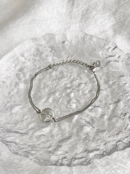 Christian Dior Logo Bracelet Silver Vintage ngucub