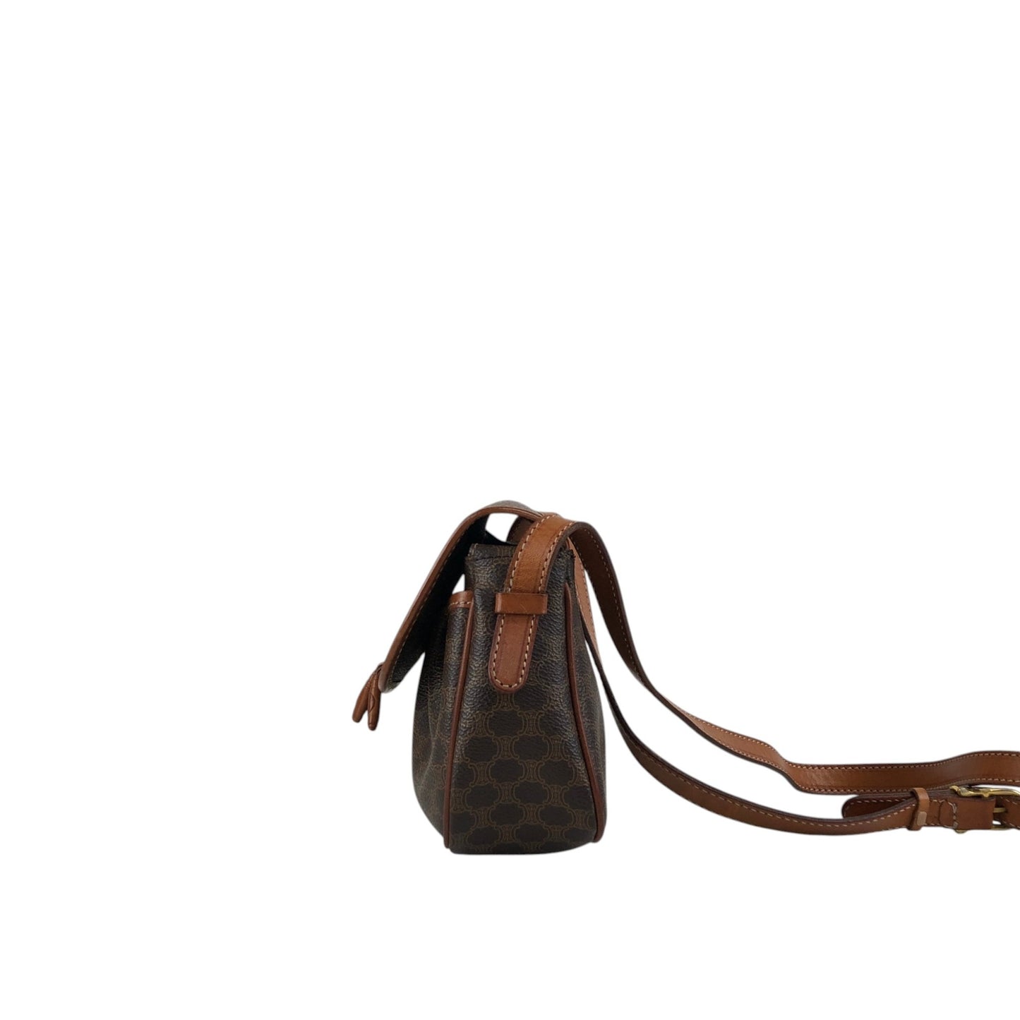 CELINE Macadam Blason Tassel Shoulder bag Brown Vintage hkgap3
