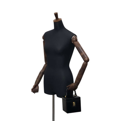 LOEWE Logo Front Lock Small Handbag Vanity bag Black Vintage ttbuhr