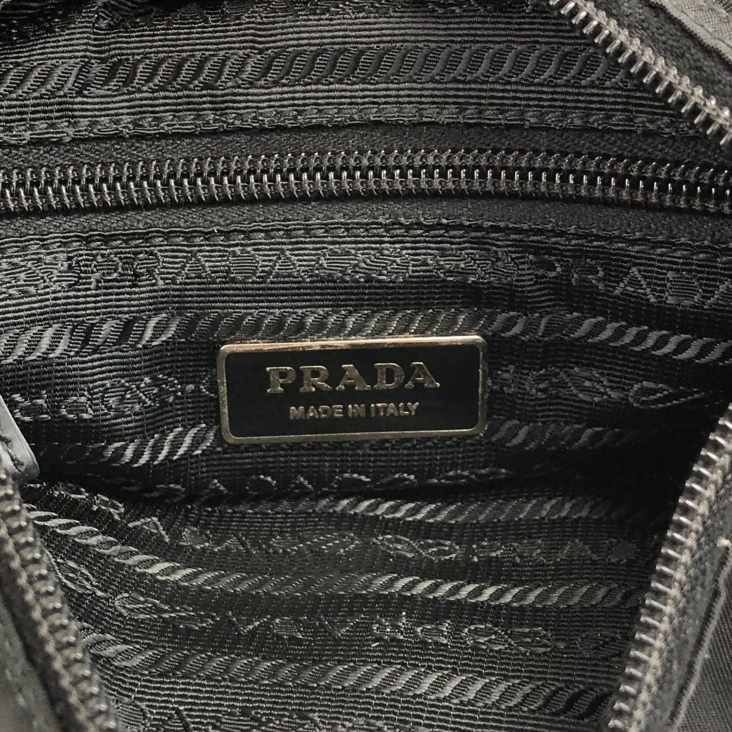 PRADA Triangle Logo Front Buckle Shoulder bag Black Vintage hgykk5