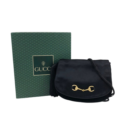 GUCCI Horse Bit Tassel Shoulder bag Black Vintage xvctcj
