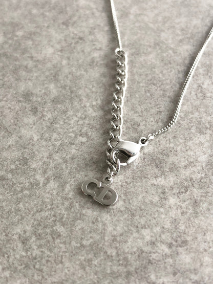 Christian Dior Logo Motif Necklace Silver Vintage 7dbn6v