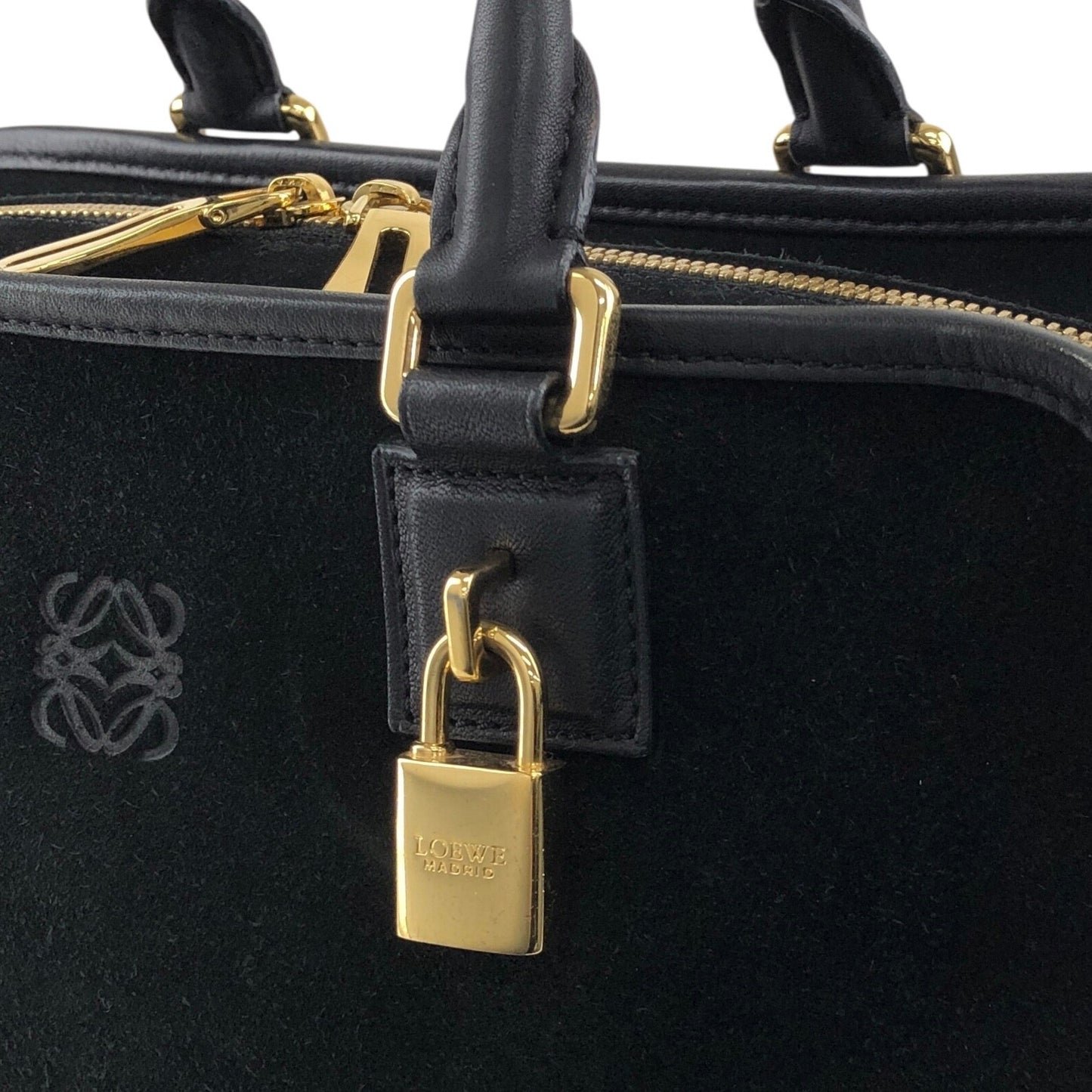 LOEWE Amazona28 Anagram Small Boston bag Handbag Black Vintage hf8cwp