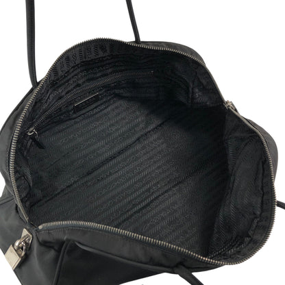 PRADA Tessuto Triangle Logo Padlock Small Boston bag Handbag Black Vintage a3zkst