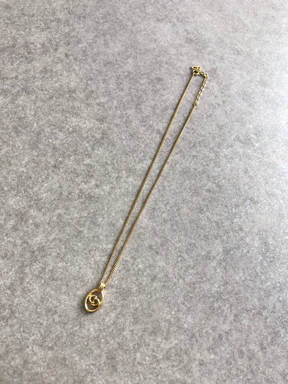 Christian Dior CD Logo Necklace Gold Vintage hvgxsk