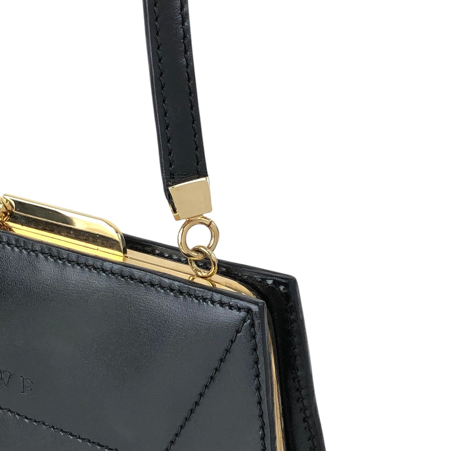 LOEWE Logo Metal Clasp Small  Handbag Black Vintage u7ek7w