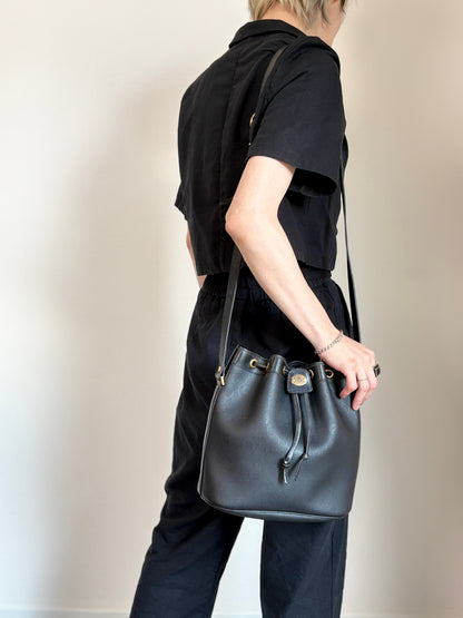 Christian Dior Logo Drawstring Shoulder bag Black Vintage amjphh