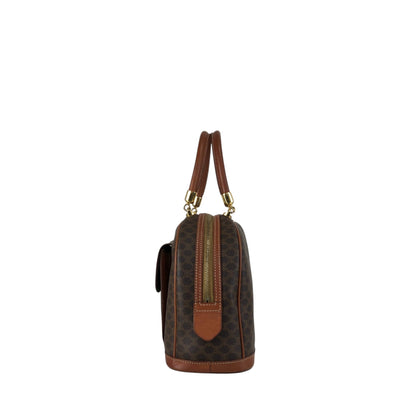 CELINE Macadam Blason Handbag Brown Vintage 623s5d