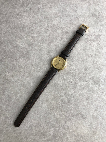 Christian Dior Watch Gold×Brown Vintage 2mewkg