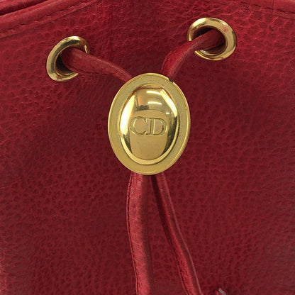 Christian Dior CD Logo Drawstring Small Handbag Red Vintage 46ensx