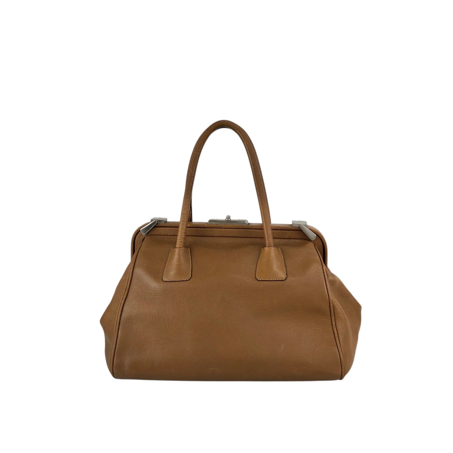PRADA Metal Clasp Handbag Brown Vintage d6nuka