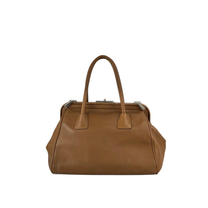 PRADA Metal Clasp Handbag Brown Vintage d6nuka