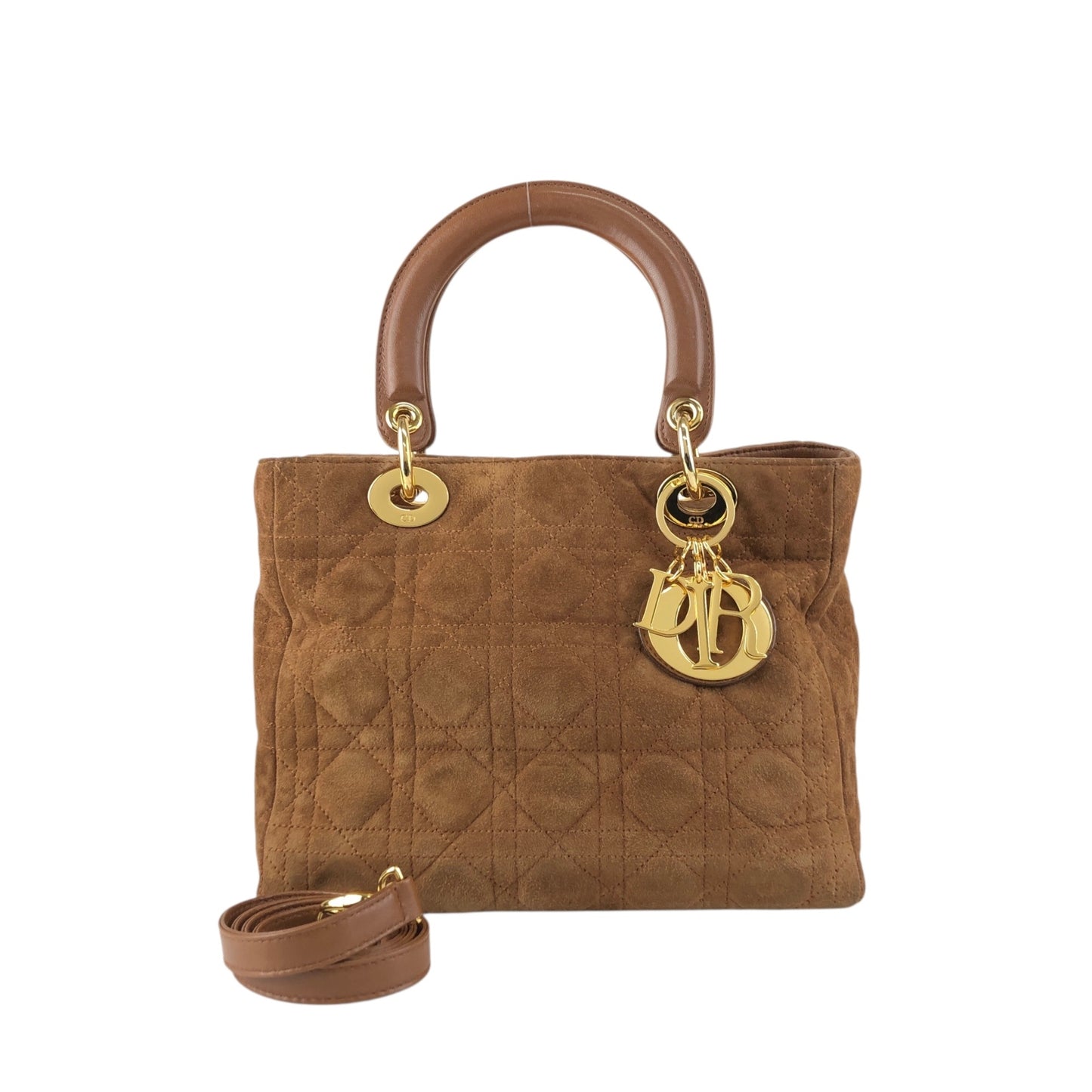 Christian Dior Lady Dior Cannage Two-way Handbag Shoulder bag Brown Vintage thfb5y