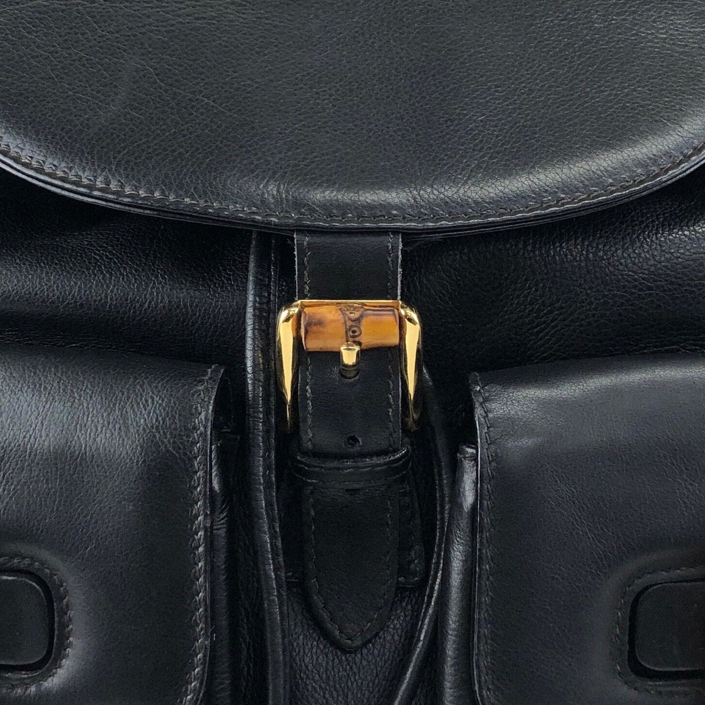 GUCCI Bamboo Double Pocket Backpack Black Vintage 5xx4xe