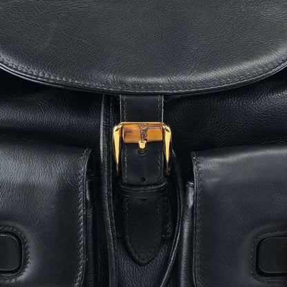 GUCCI Bamboo Double Pocket Backpack Black Vintage 5xx4xe