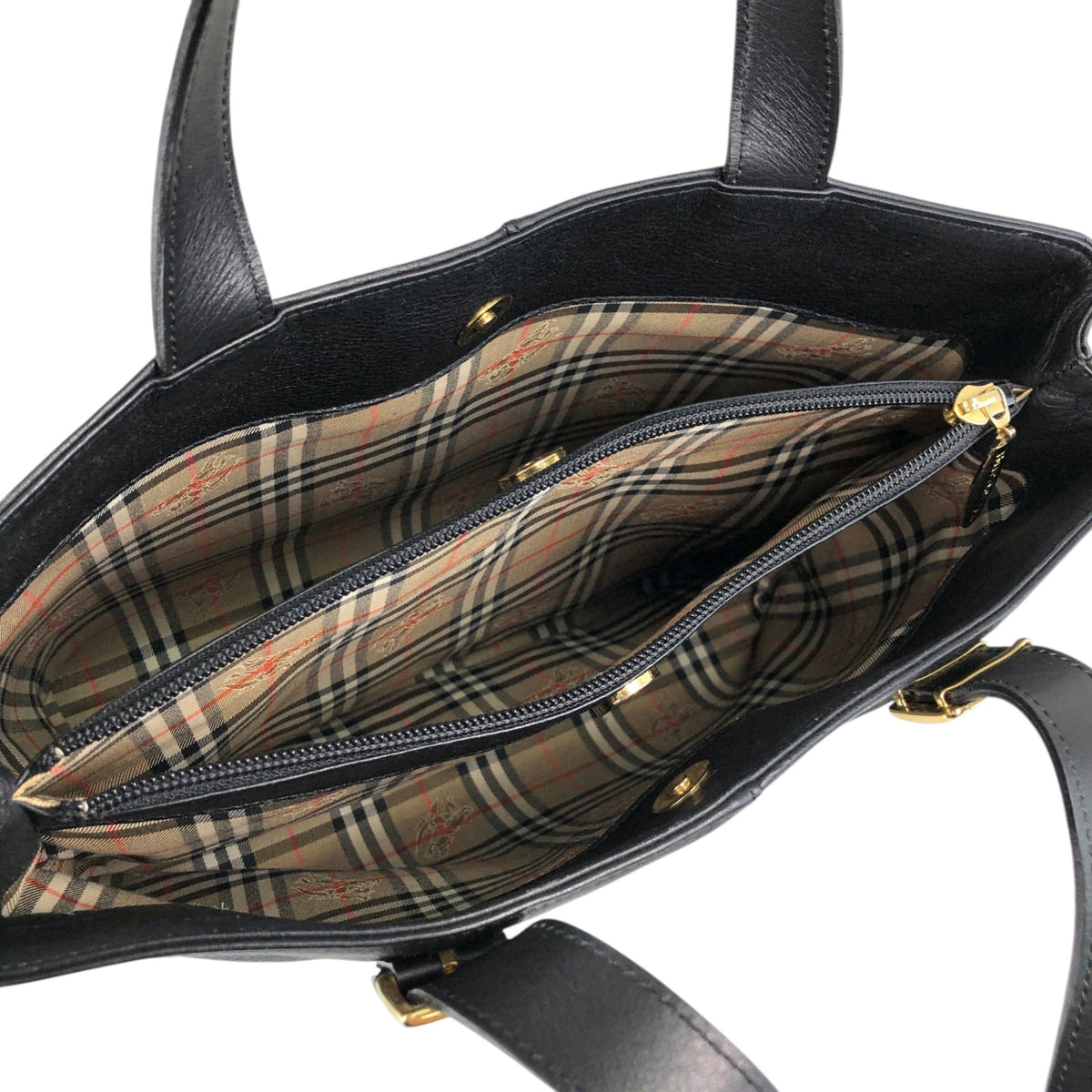 BURBERRY Logo Handbag Black Vintage w33ucy