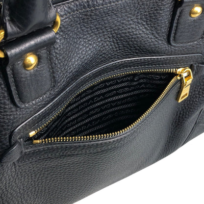PRADA Logo Two-way Small Boston bag Shoulder bag Black Vintage h5k5fy